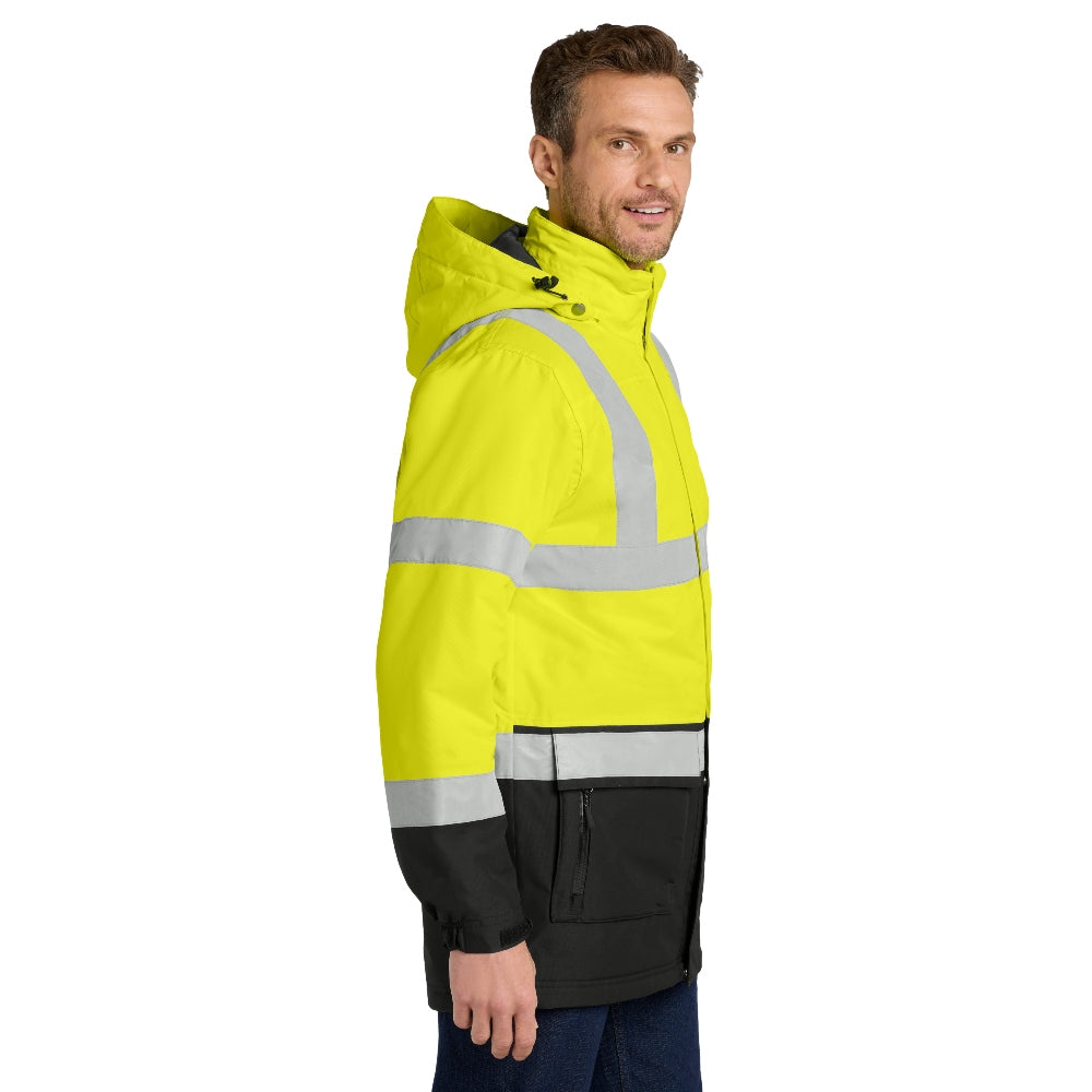 Port Authority® ANSI 107 Class 3 Safety Heavyweight Parka - Safety Yellow/Black/Reflective