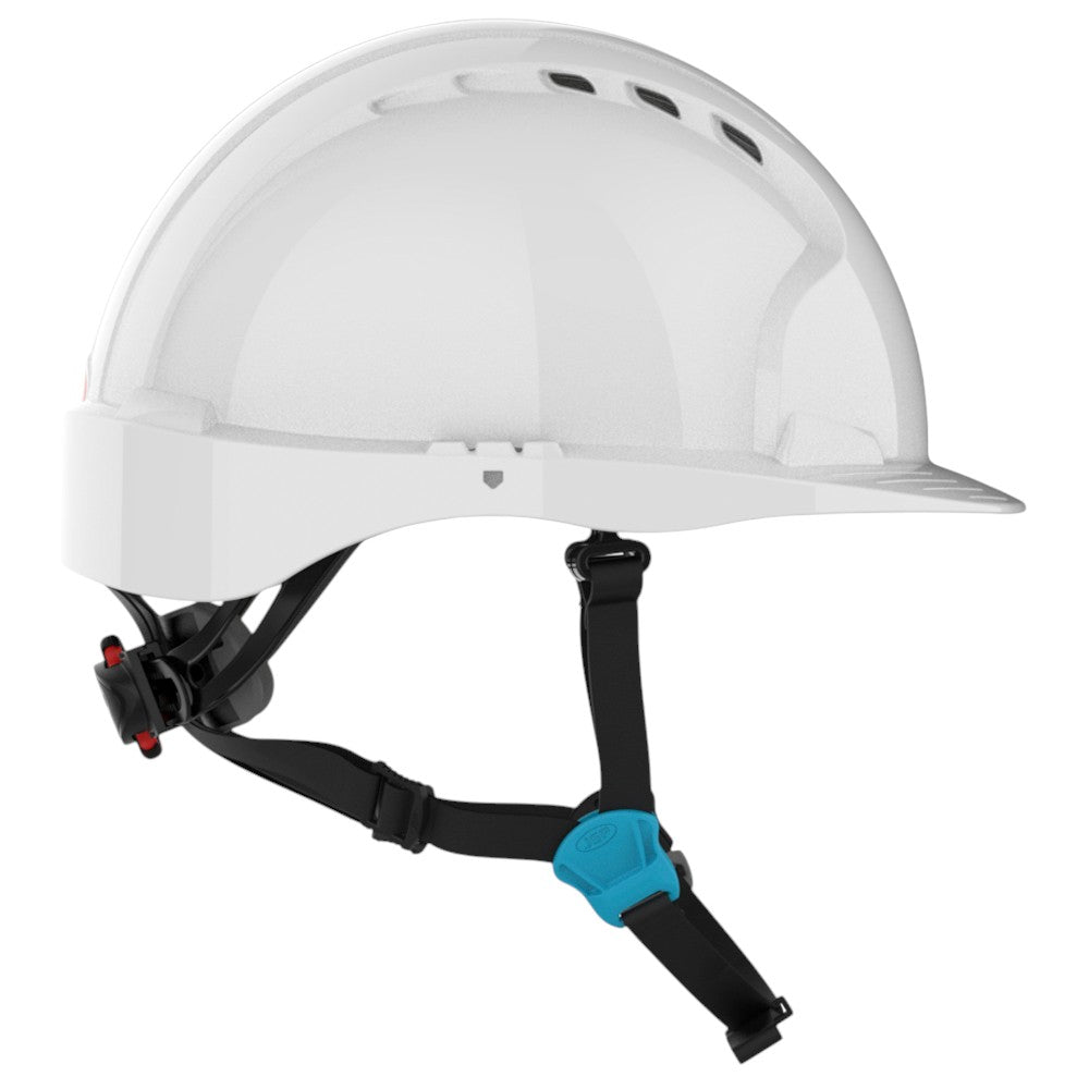 JSP Evolution EV6252SV Deluxe Vented Short Brim Safety Helmet - Wheel Ratchet Suspension - White