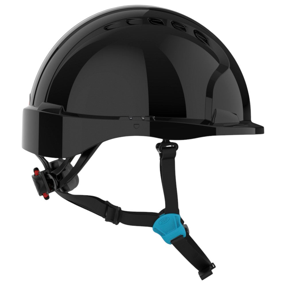 JSP Evolution EV6252SV Deluxe Vented Short Brim Safety Helmet - Wheel Ratchet Suspension - Black