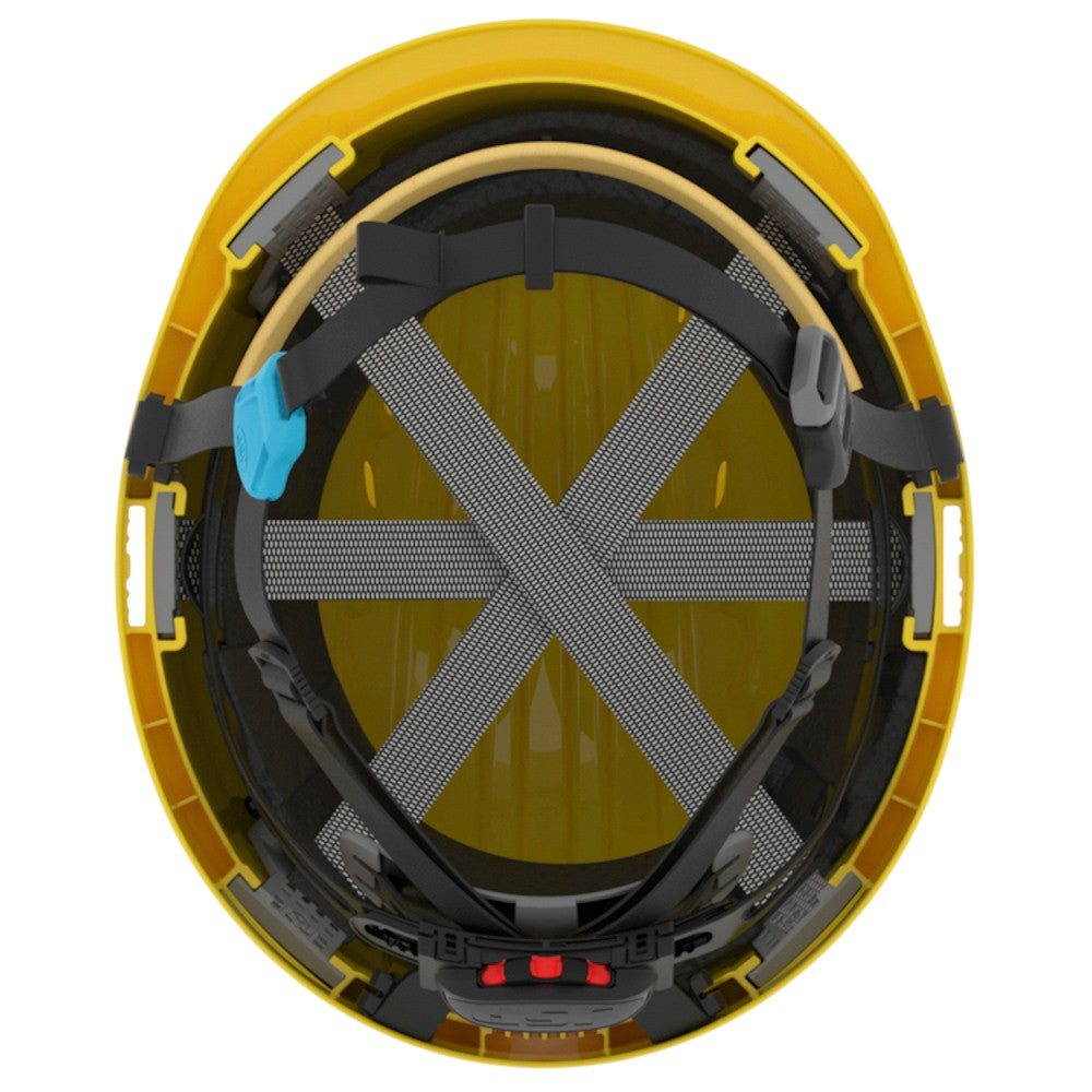 JSP Evolution EV6252SV Deluxe Vented Short Brim Safety Helmet - Wheel Ratchet Suspension - Yellow