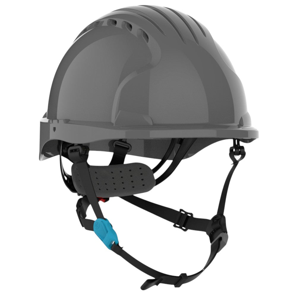 JSP Evolution EV6252SV Deluxe Vented Short Brim Safety Helmet - Wheel Ratchet Suspension - Grey