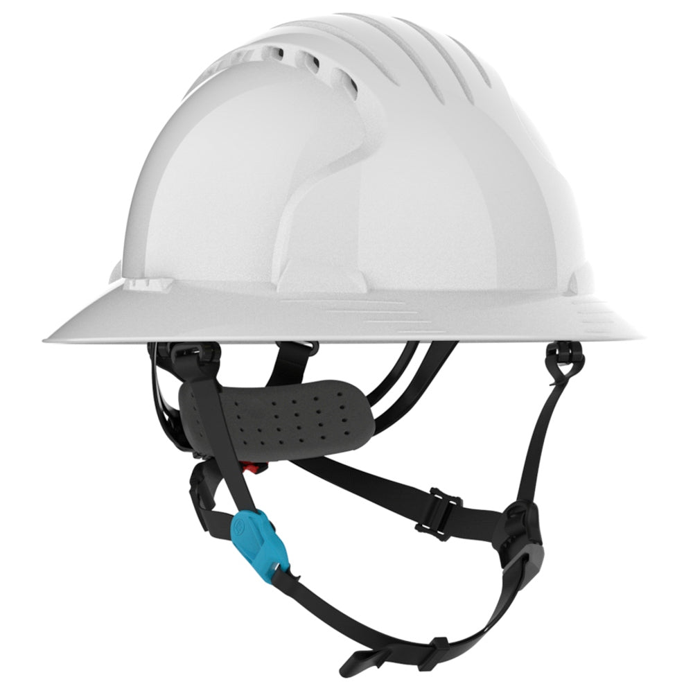 JSP Evolution 6262V Deluxe Full Brim Vented Safety Helmet - Wheel Ratchet Suspension - White