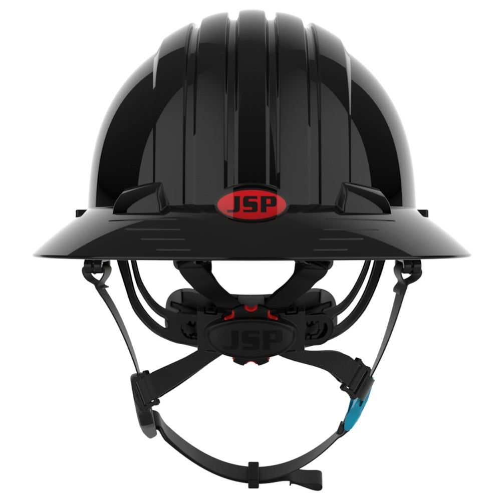 JSP Evolution 6262V Deluxe Full Brim Vented Safety Helmet - Wheel Ratchet Suspension - Black