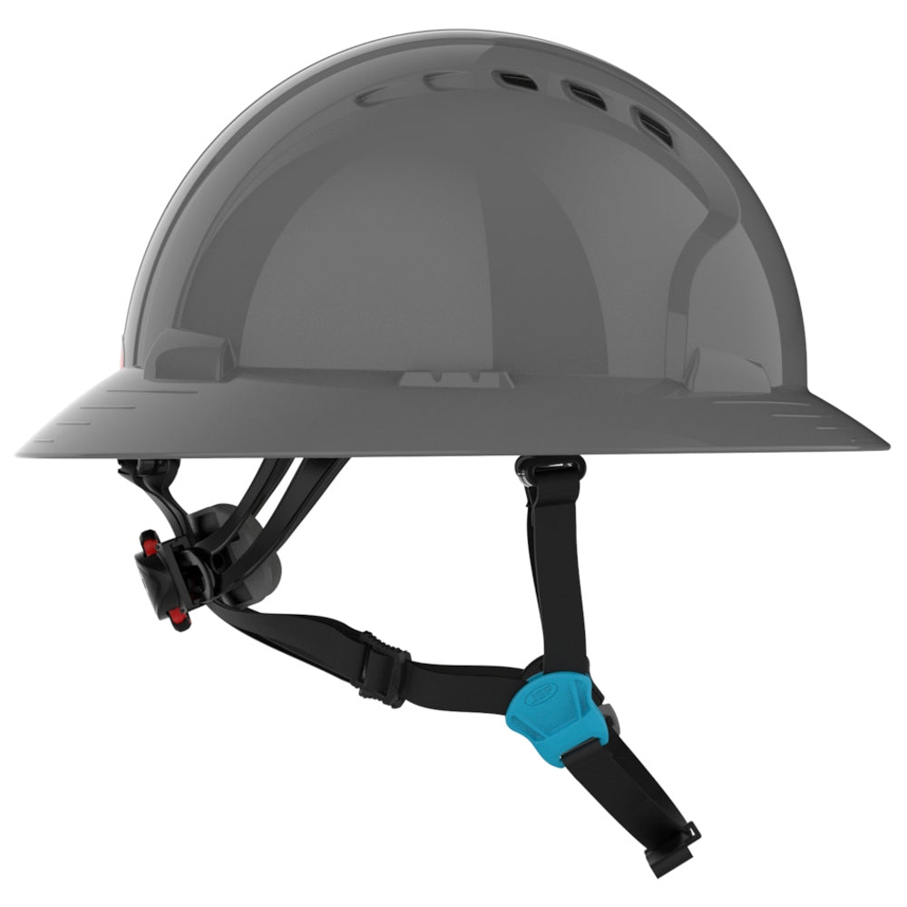 JSP Evolution 6262V Deluxe Full Brim Vented Safety Helmet - Wheel Ratchet Suspension - Gray