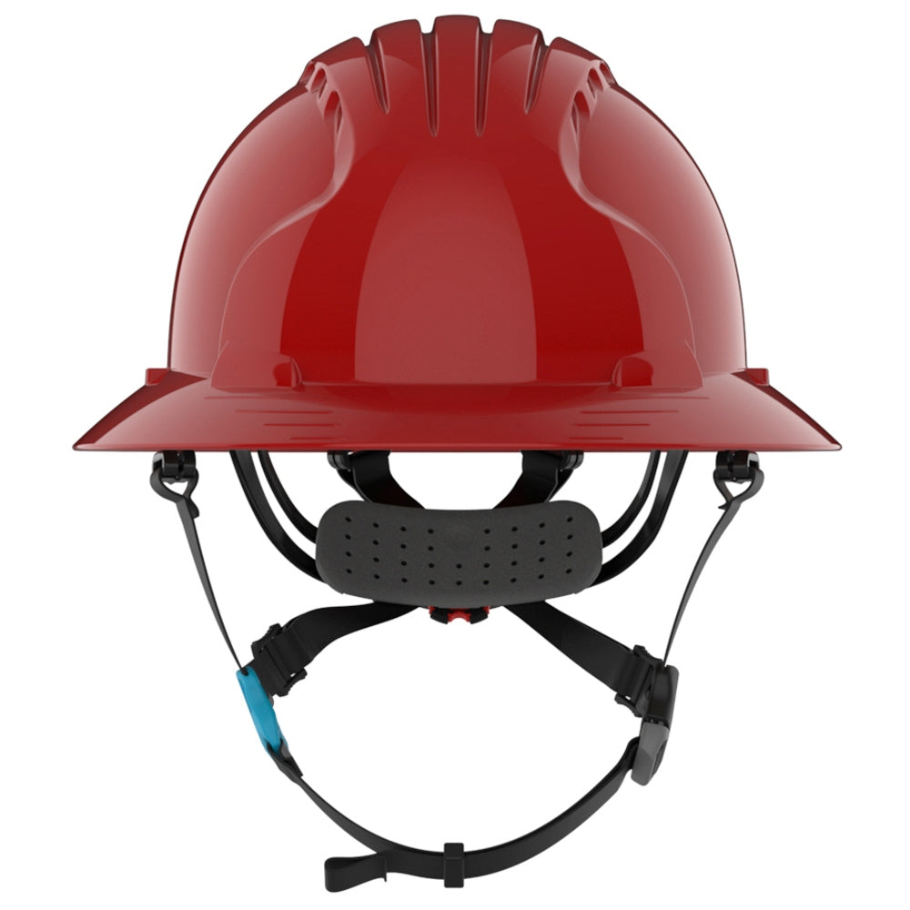 JSP Evolution 6262V Deluxe Full Brim Vented Safety Helmet - Wheel Ratchet Suspension - Red