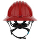 JSP Evolution 6262V Deluxe Full Brim Vented Safety Helmet - Wheel Ratchet Suspension - Red