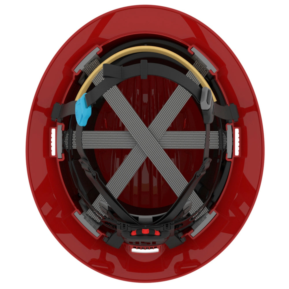 JSP Evolution 6262V Deluxe Full Brim Vented Safety Helmet - Wheel Ratchet Suspension - Red