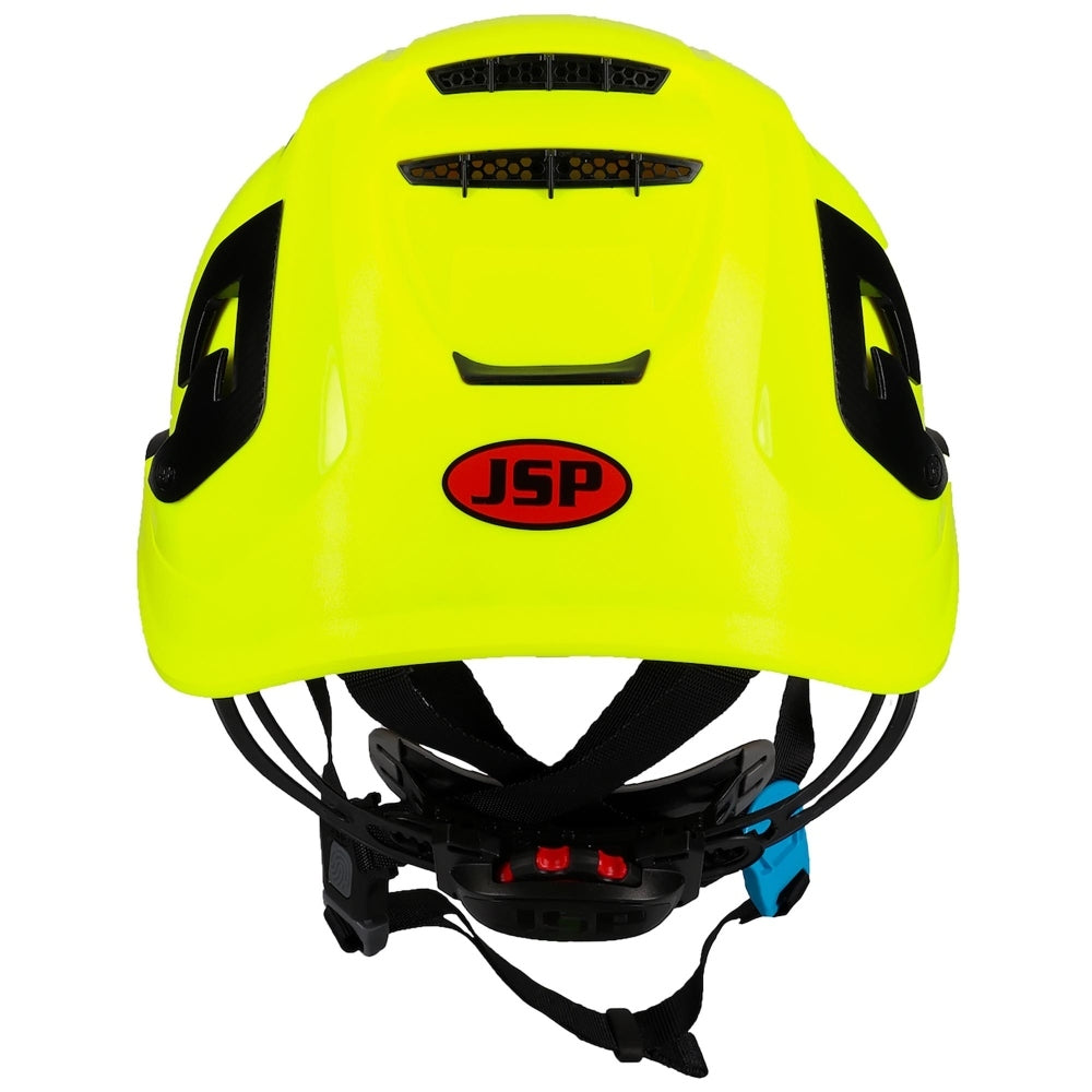 JSP 280-EVOALTV EVO Alta Ascend Vented Climbing Helmet - Ratchet Suspension - Hi-Vis Yellow
