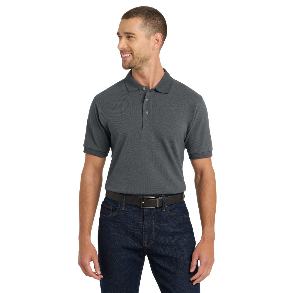 Port Authority® Heavyweight Cotton Pique Polo - Steel Grey