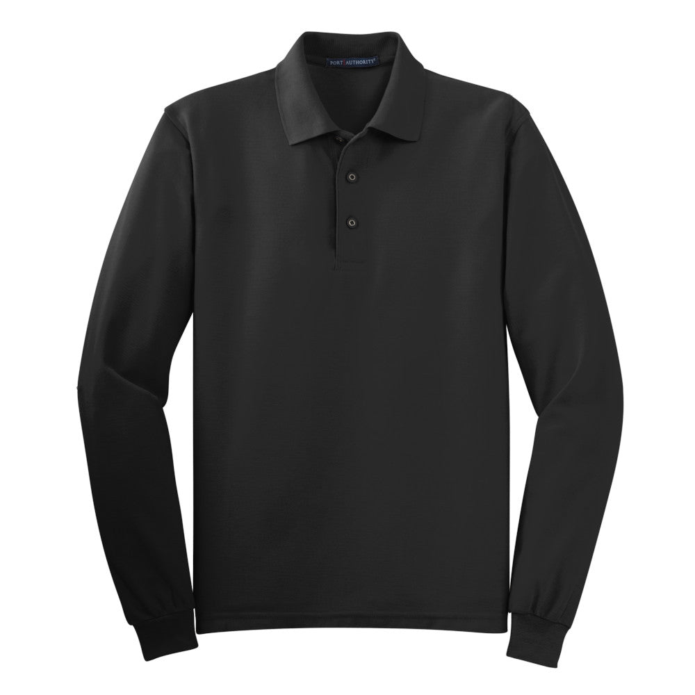 Port Authority® Silk Touch™ Long Sleeve Polo - Black