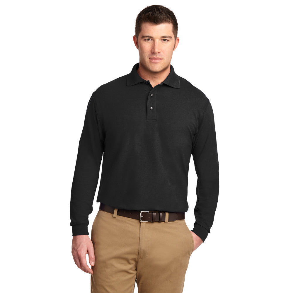 Port Authority® Silk Touch™ Long Sleeve Polo - Black
