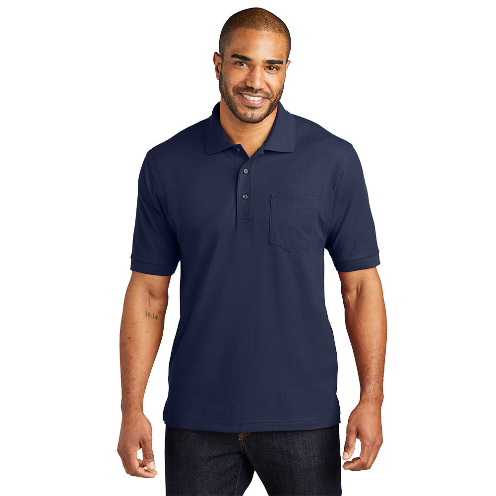 Port Authority® Silk Touch™ Polo with Pocket - Navy