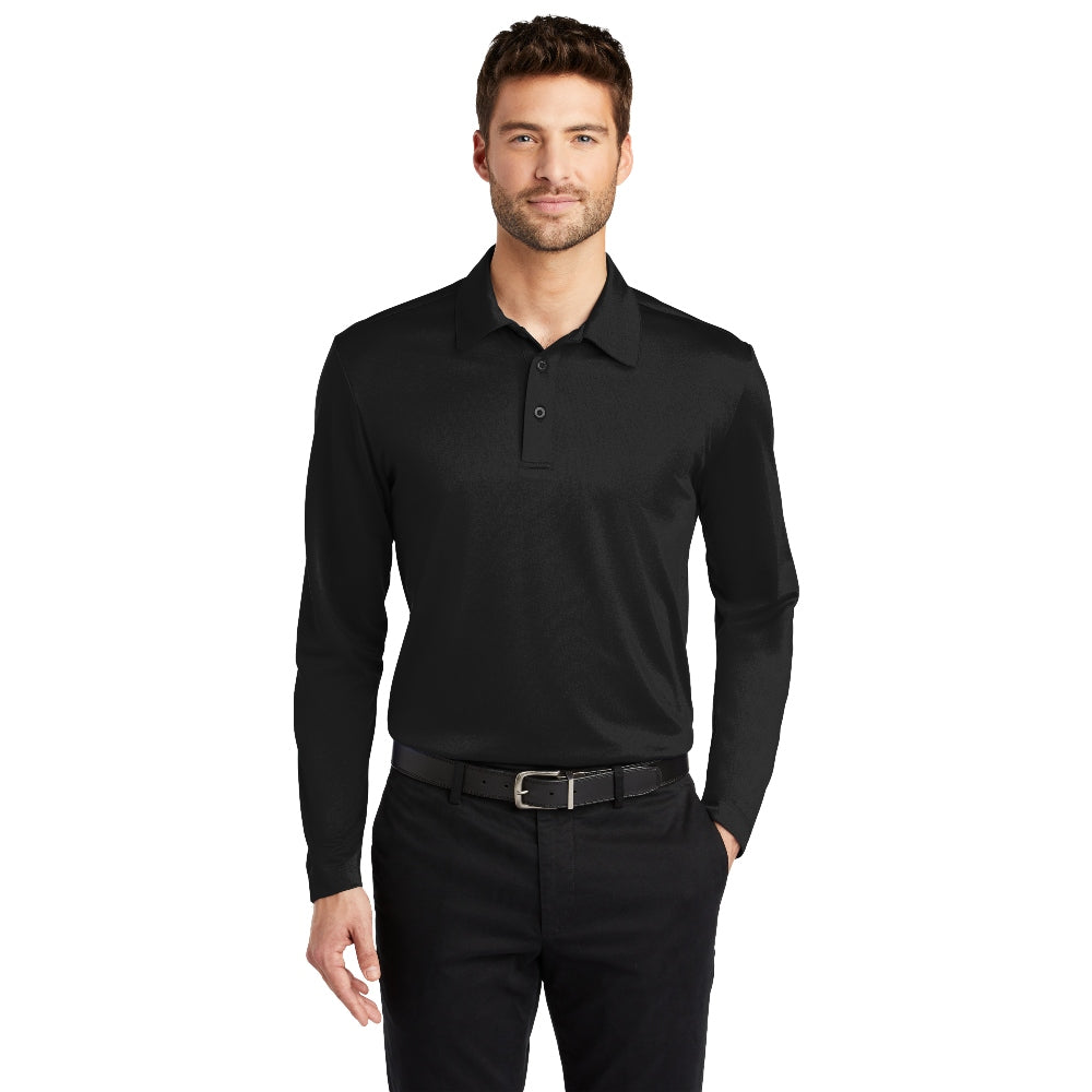 Port Authority® Silk Touch™ Performance Long Sleeve Polo - Black