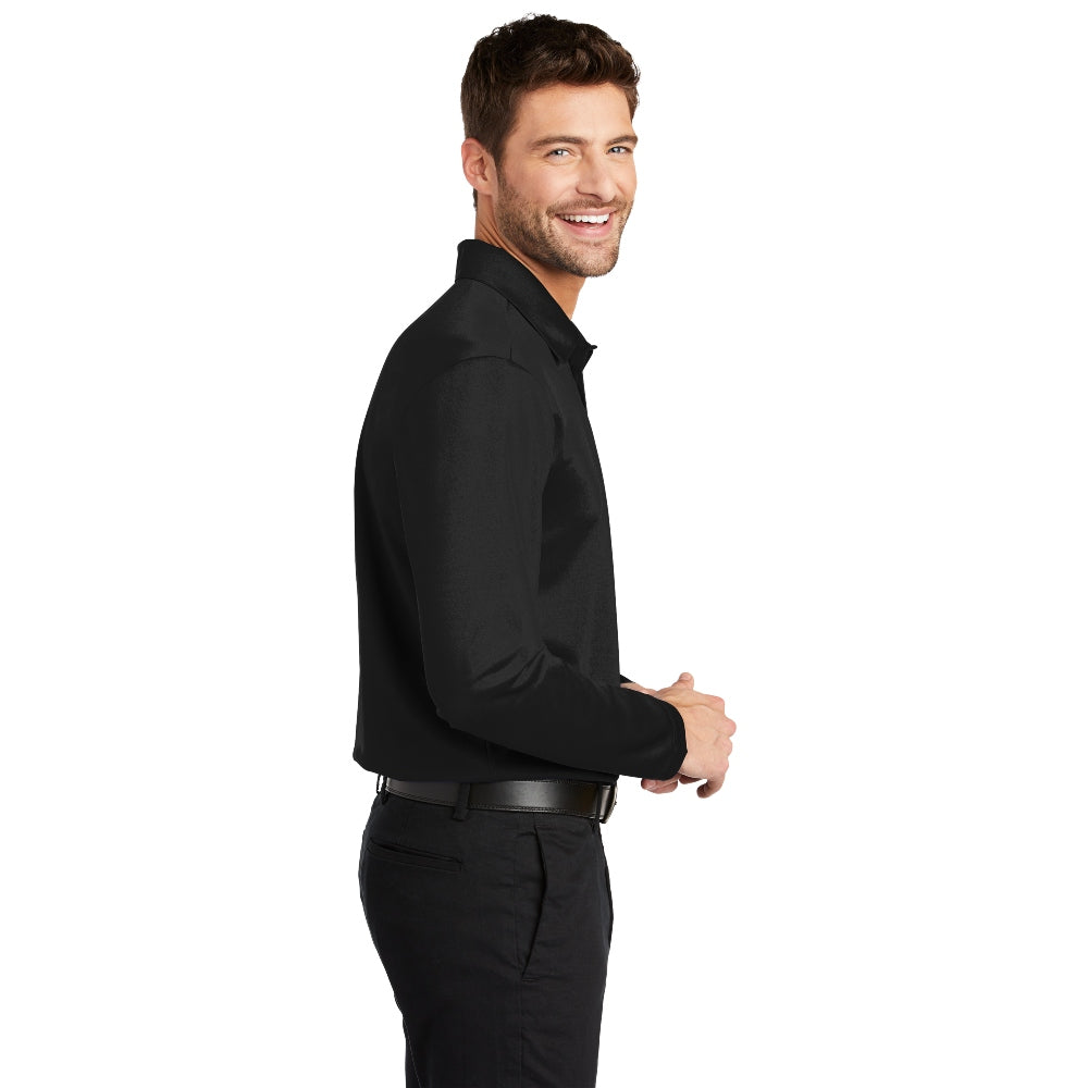 Port Authority® Silk Touch™ Performance Long Sleeve Polo - Black