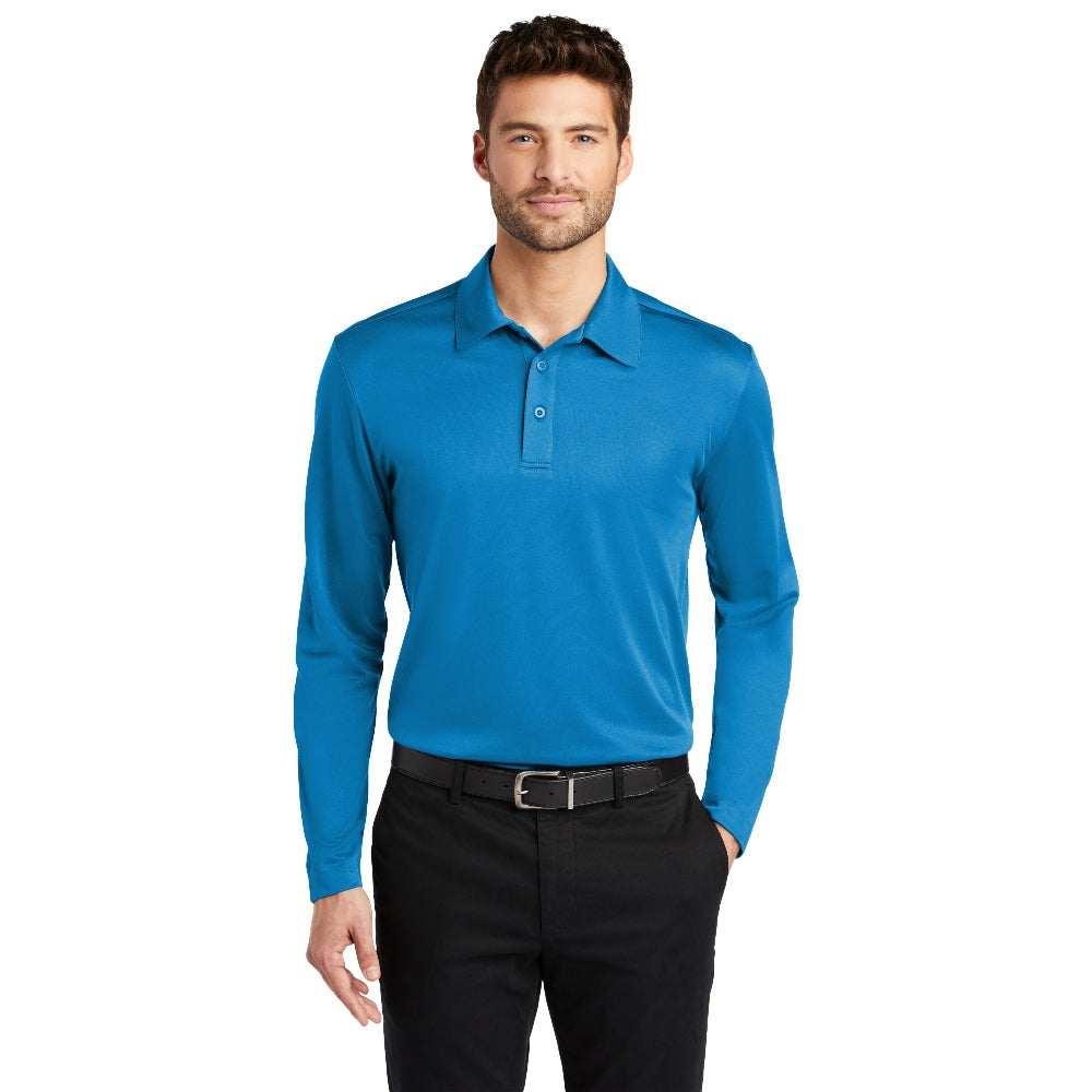 Port Authority® Silk Touch™ Performance Long Sleeve Polo - Brilliant Blue
