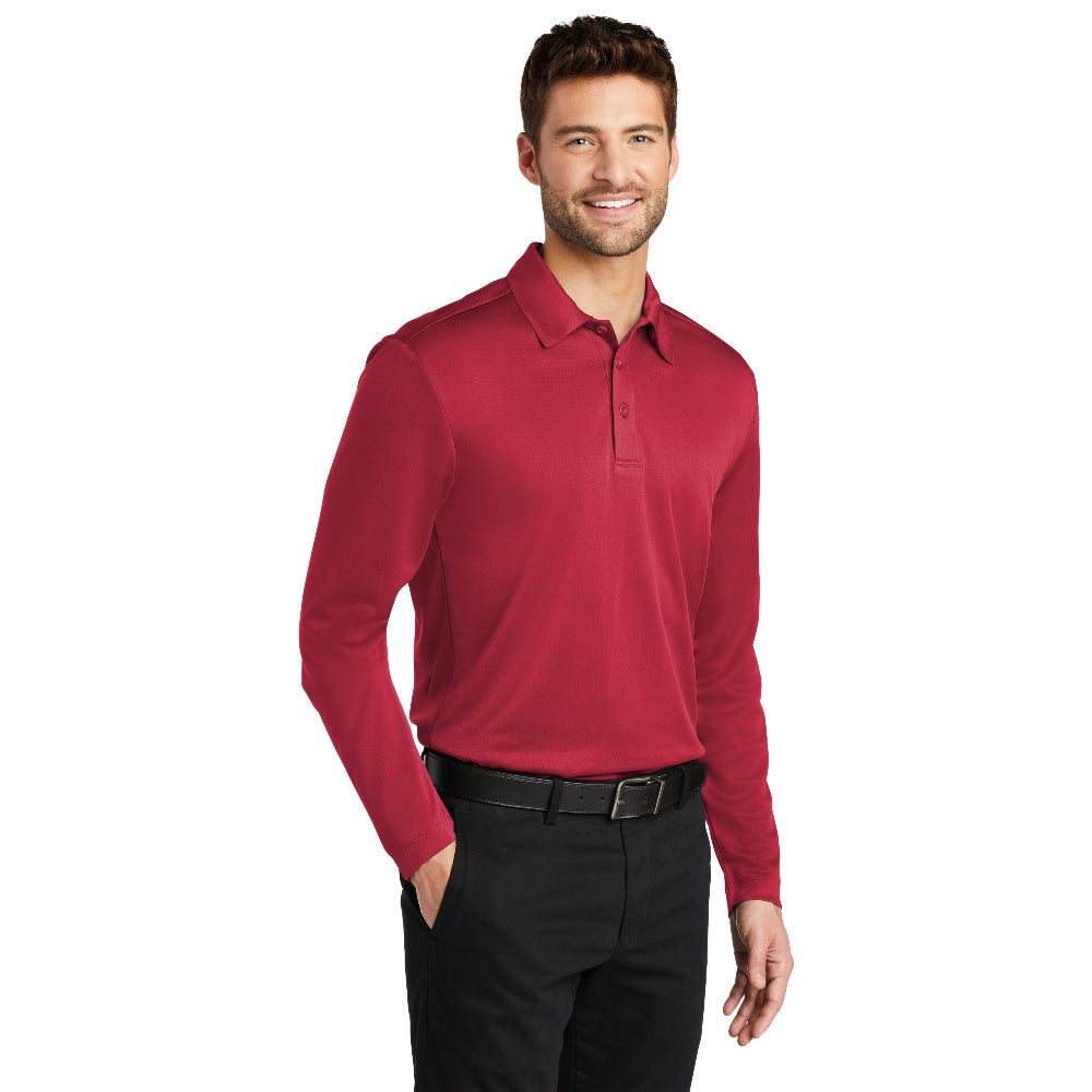 Port Authority® Silk Touch™ Performance Long Sleeve Polo - Red