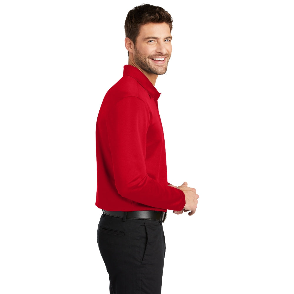 Port Authority® Silk Touch™ Performance Long Sleeve Polo - Red