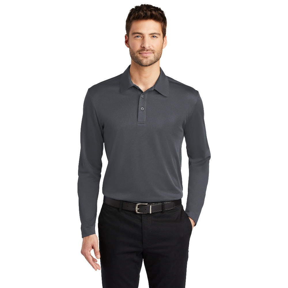 Port Authority® Silk Touch™ Performance Long Sleeve Polo - Steel Grey