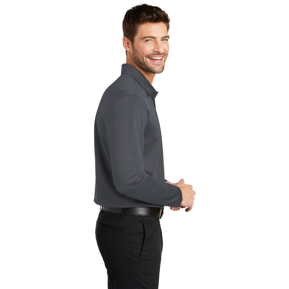 Port Authority® Silk Touch™ Performance Long Sleeve Polo - Steel Grey