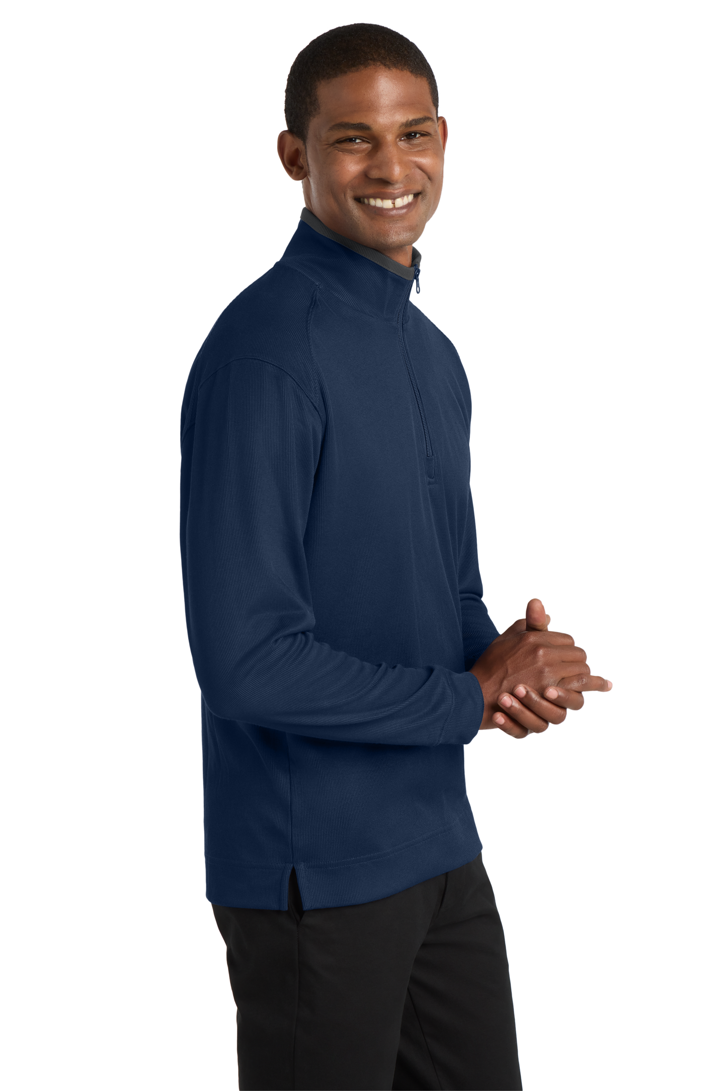 Port Authority® Vertical Texture 1/4-Zip Pullover - Regatta Blue / Iron Grey