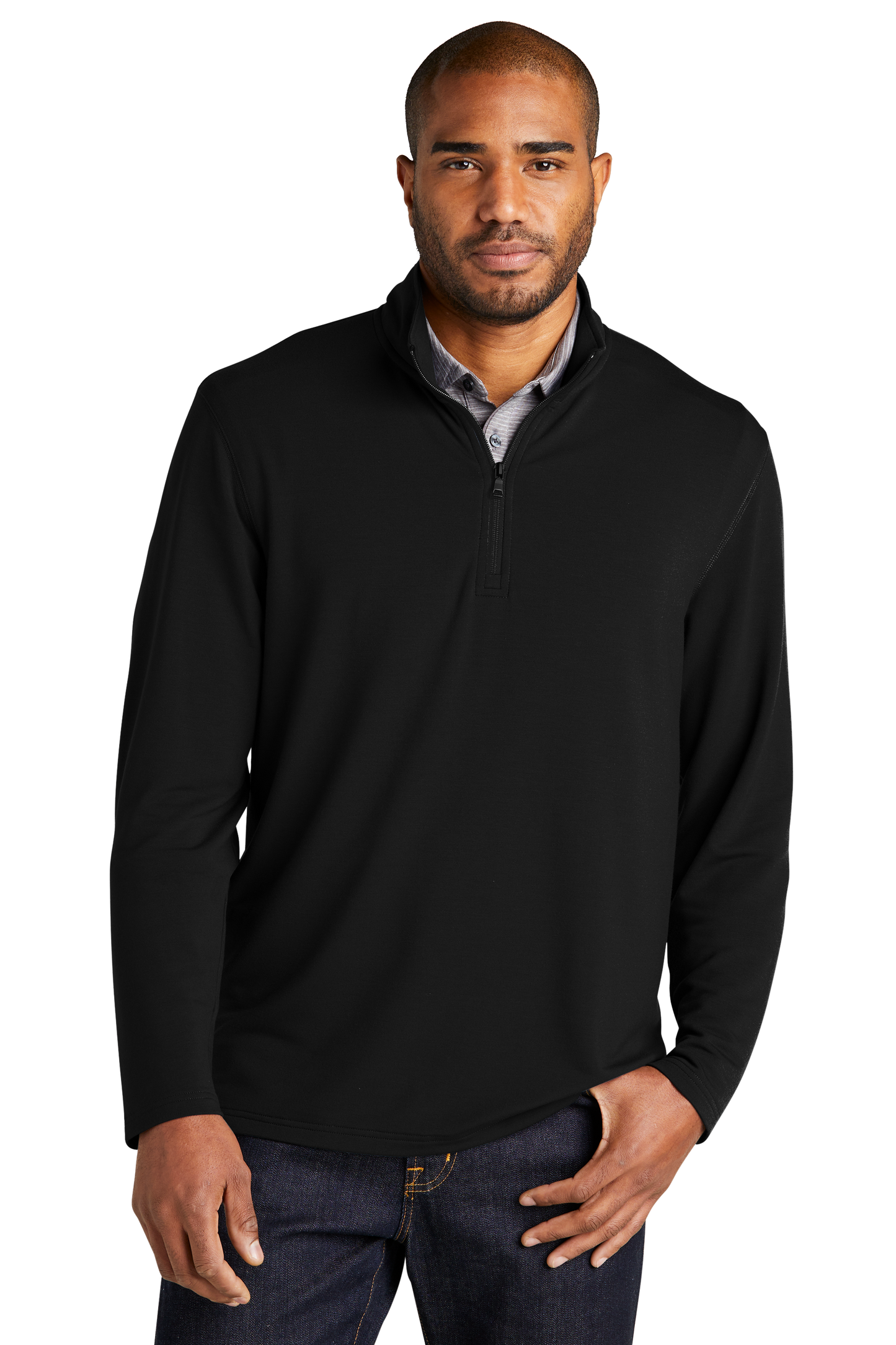 Port Authority® Microterry 1/4-Zip Pullover - Deep Black