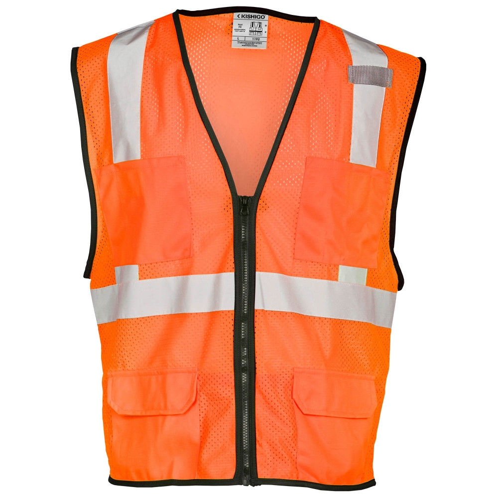 Kishigo 1192 Economy Series 6-Pocket Mesh Safety Vest - Safety Orange