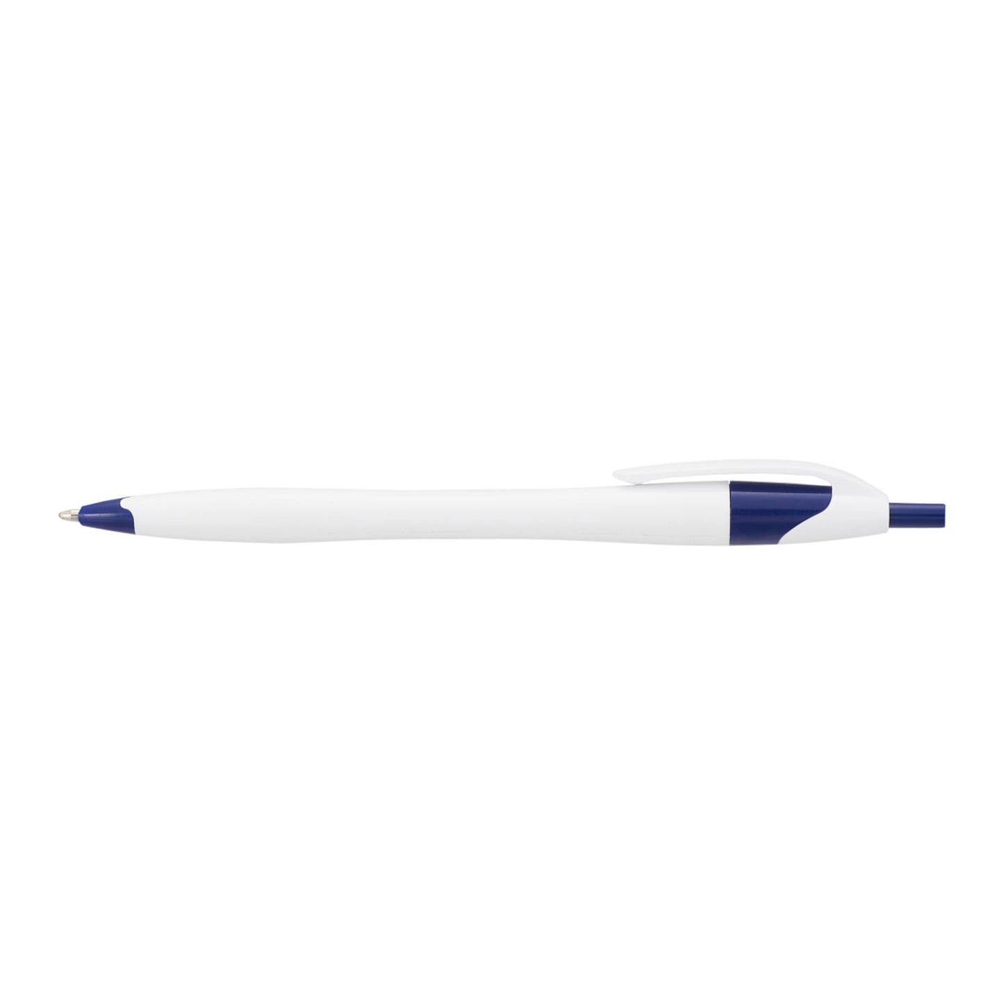 Cougar Retractable Ballpoint Pen - White w/Blue Trim