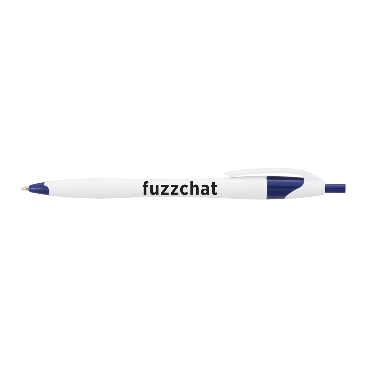 Cougar Retractable Ballpoint Pen - White w/Blue Trim