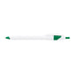 Cougar Retractable Ballpoint Pen - White w/Green Trim