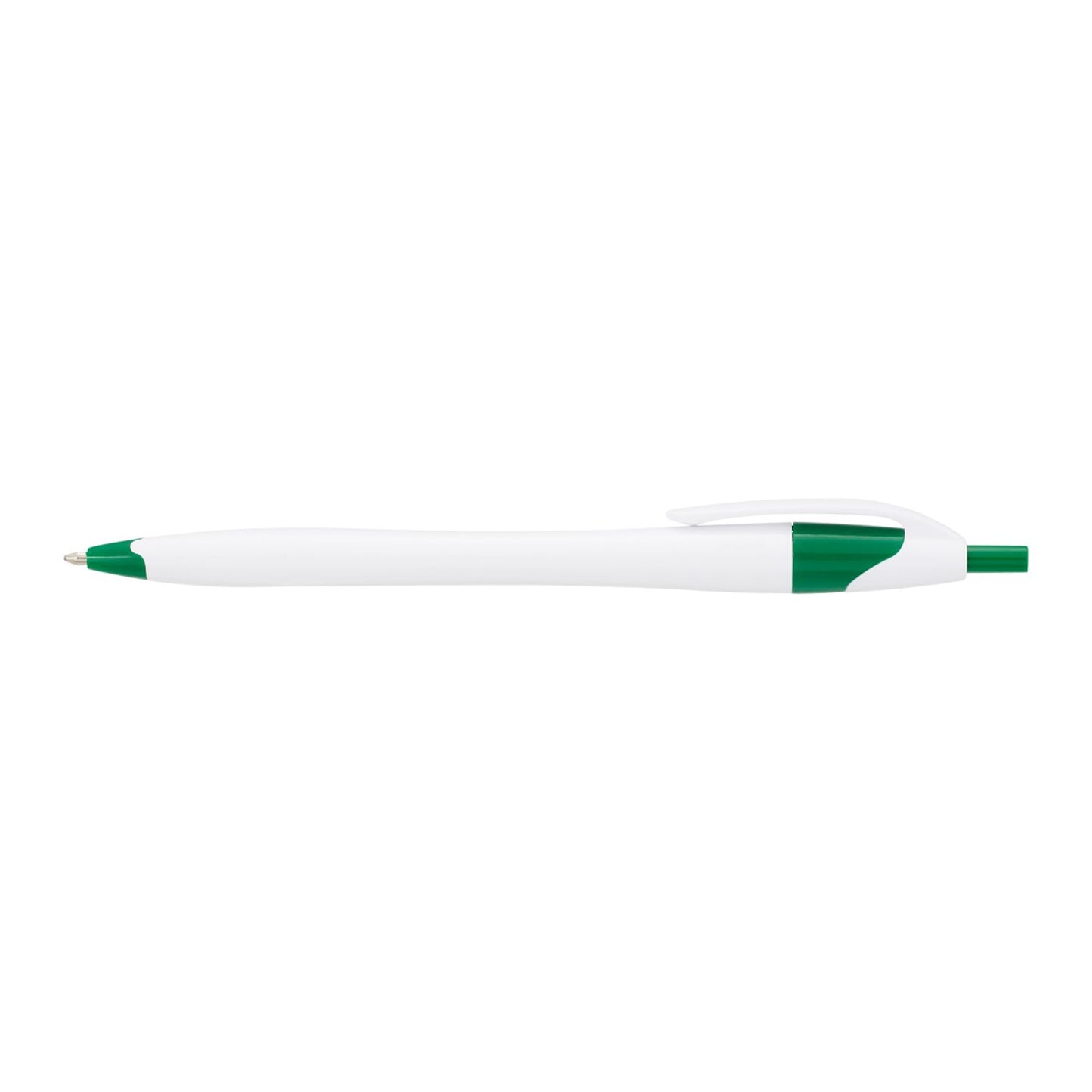 Cougar Retractable Ballpoint Pen - White w/Green Trim