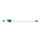 Cougar Retractable Ballpoint Pen - White w/Green Trim