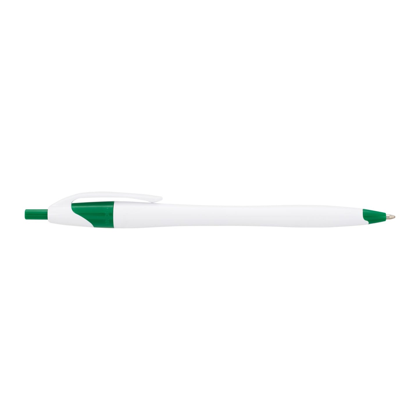 Cougar Retractable Ballpoint Pen - White w/Green Trim