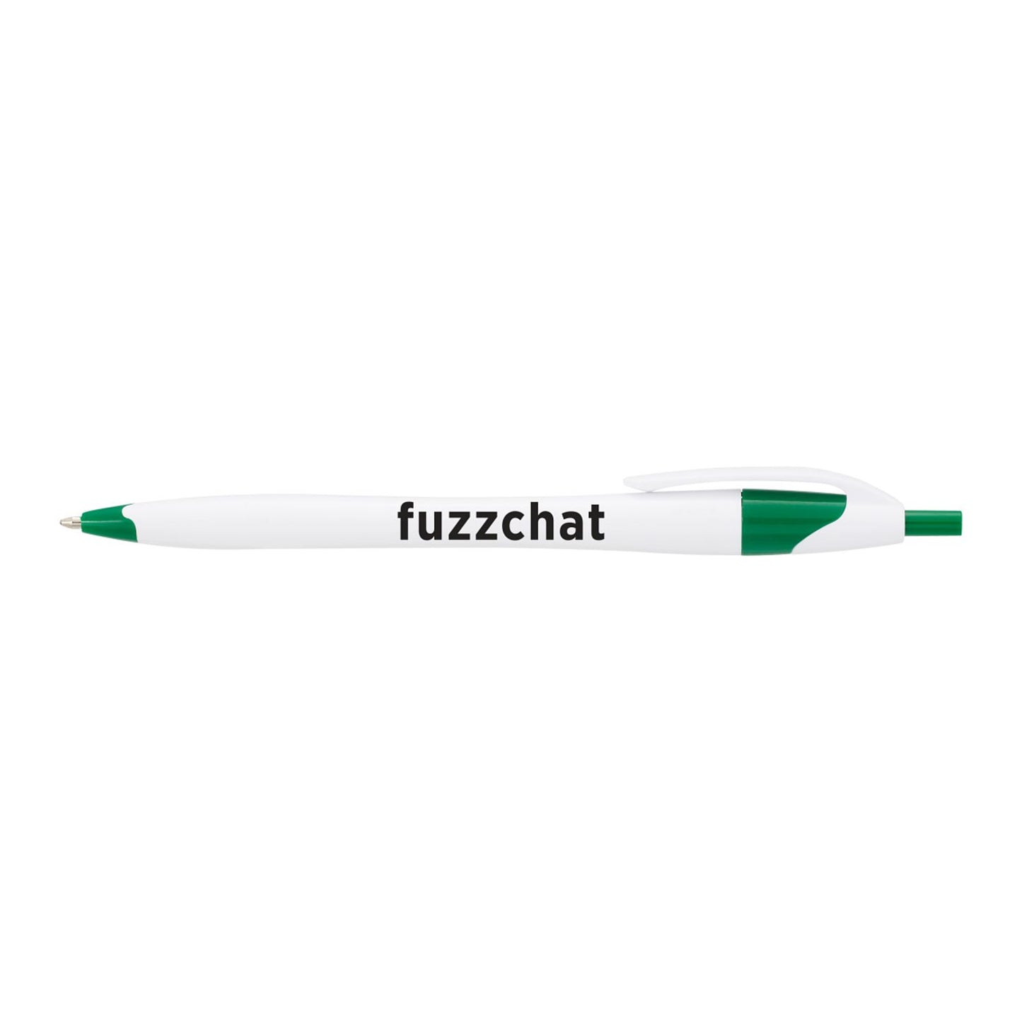 Cougar Retractable Ballpoint Pen - White w/Green Trim