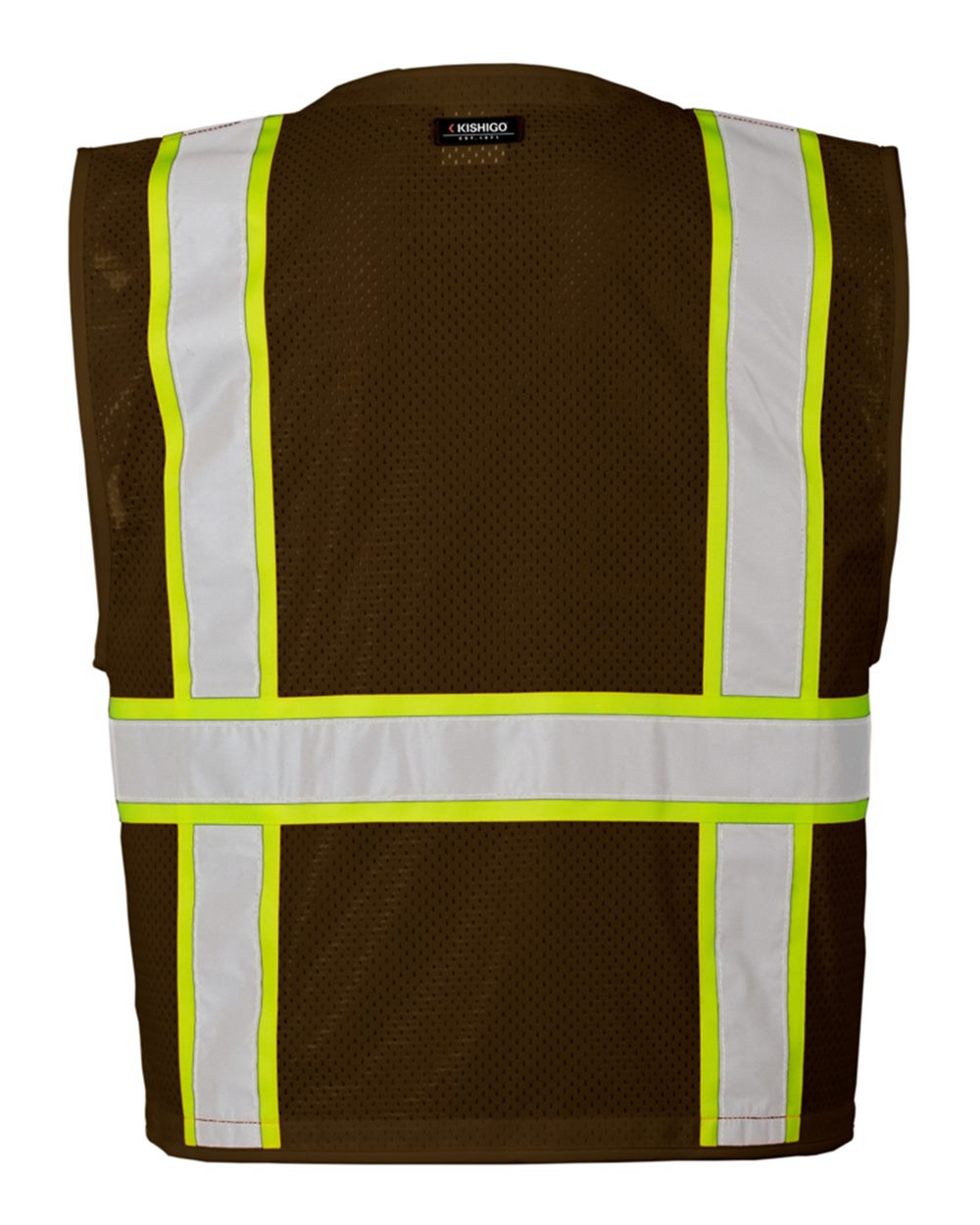 Kishigo - EV Series® Enhanced Visibility Multi-Pocket Mesh Vest - Brown / Lime