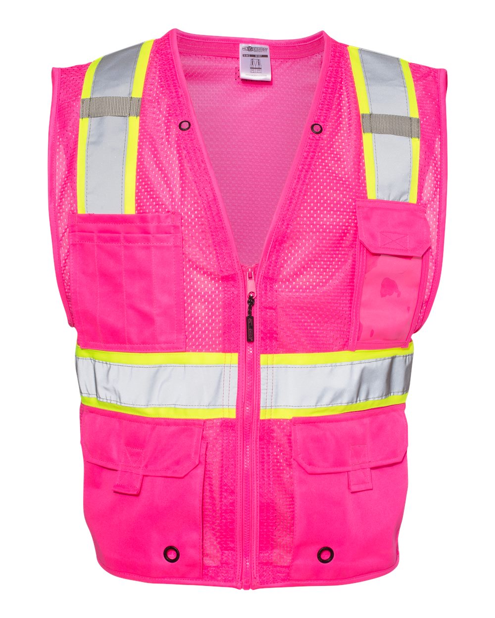 Kishigo - EV Series® Enhanced Visibility Multi-Pocket Mesh Vest - Pink / Lime