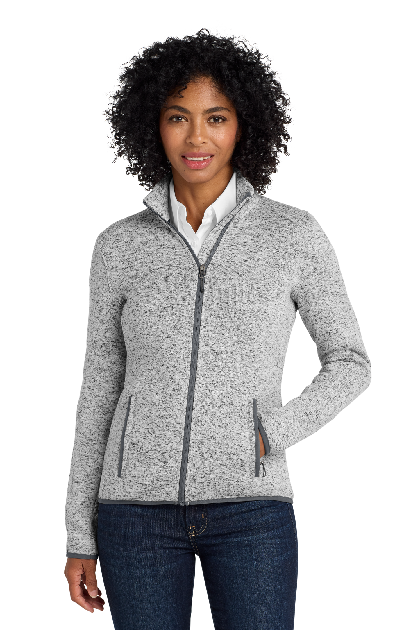 Port Authority® Women's Sweater Fleece Jacket - Grey Heather