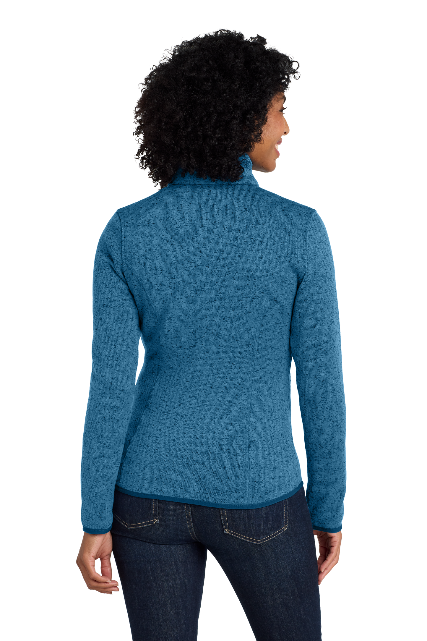Port Authority® Women's Sweater Fleece Jacket - Medium Blue Heather