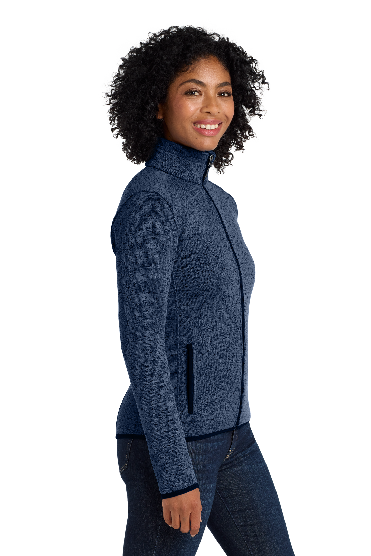Port Authority® Women's Sweater Fleece Jacket - River Blue Navy Heather