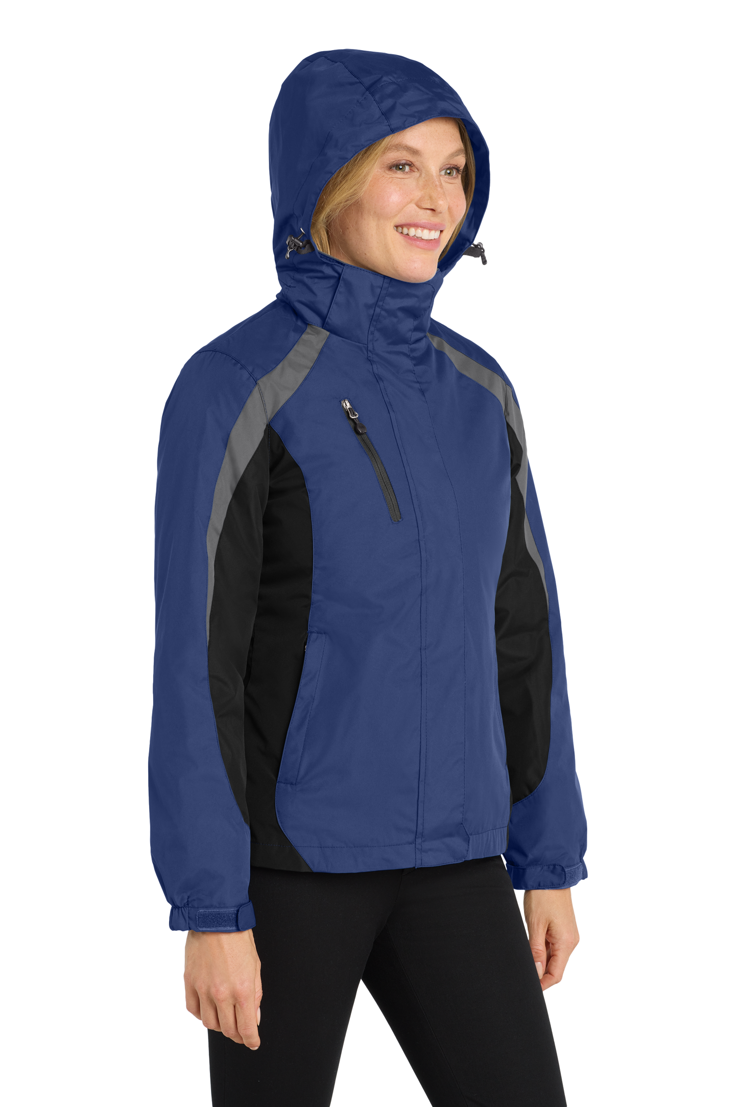 Port Authority® Women's Colorblock 3-in-1 Jacket - Admiral Blue/ Black/ Magnet