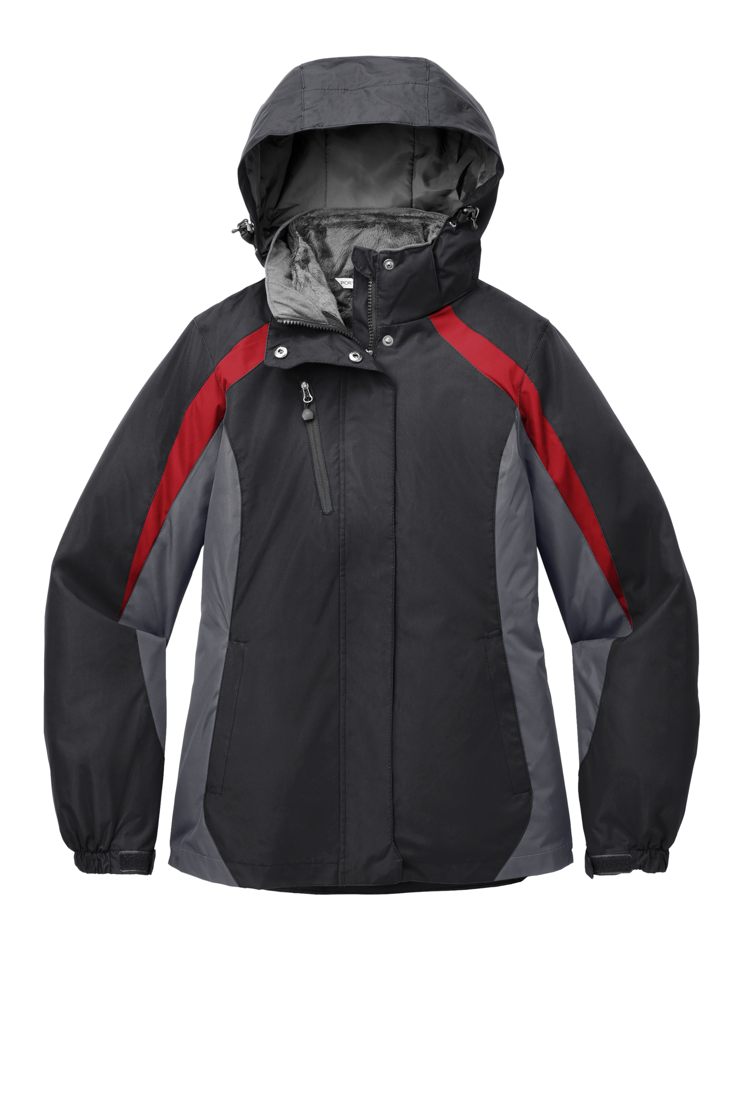 Port Authority® Women's Colorblock 3-in-1 Jacket - Black/ Magnet/ Signal Red