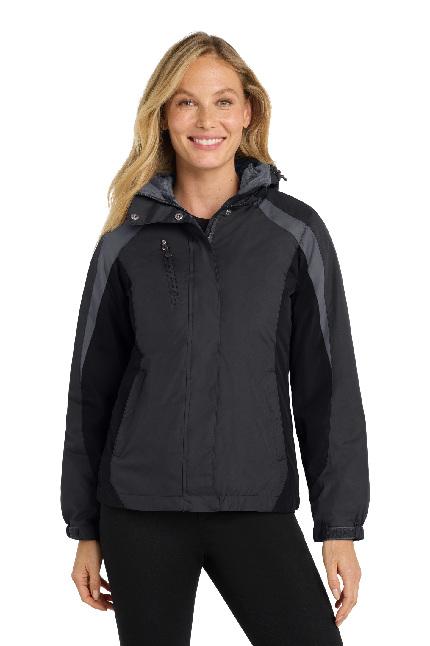 Port Authority® Women's Colorblock 3-in-1 Jacket - Black/ Black/ Magnet
