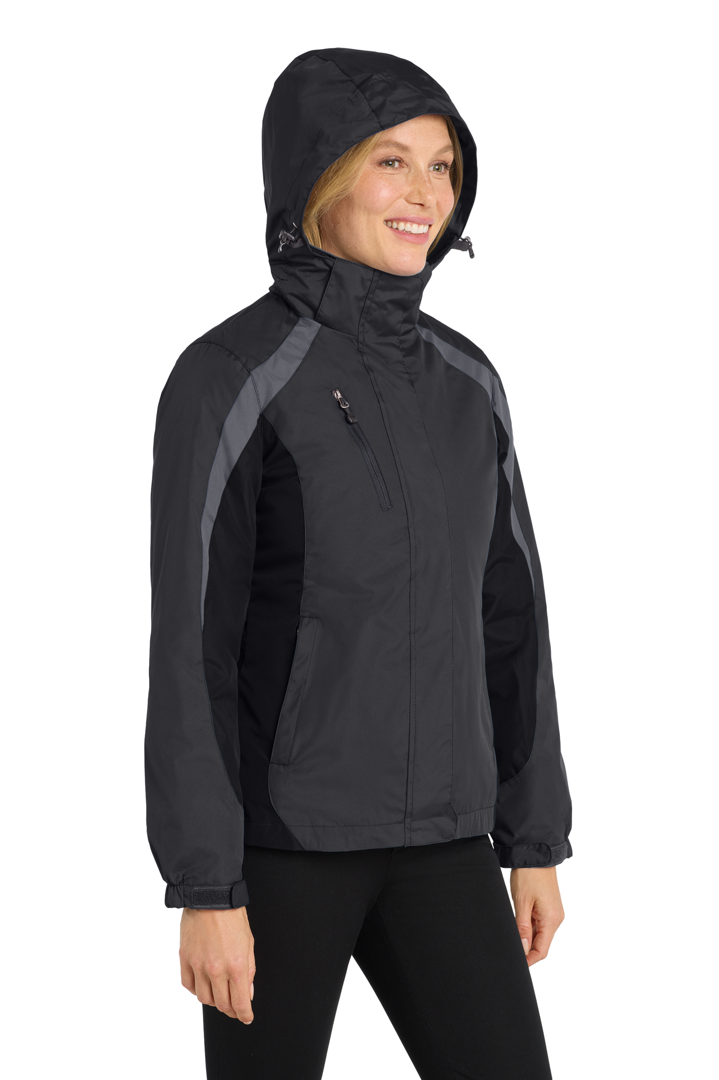 Port Authority® Women's Colorblock 3-in-1 Jacket - Black/ Black/ Magnet