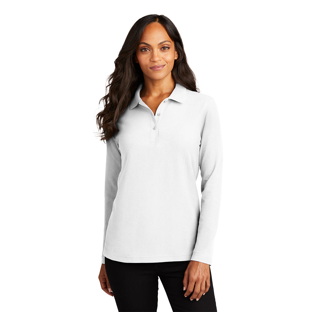 Port Authority® Women's Silk Touch™ Long Sleeve Polo - White