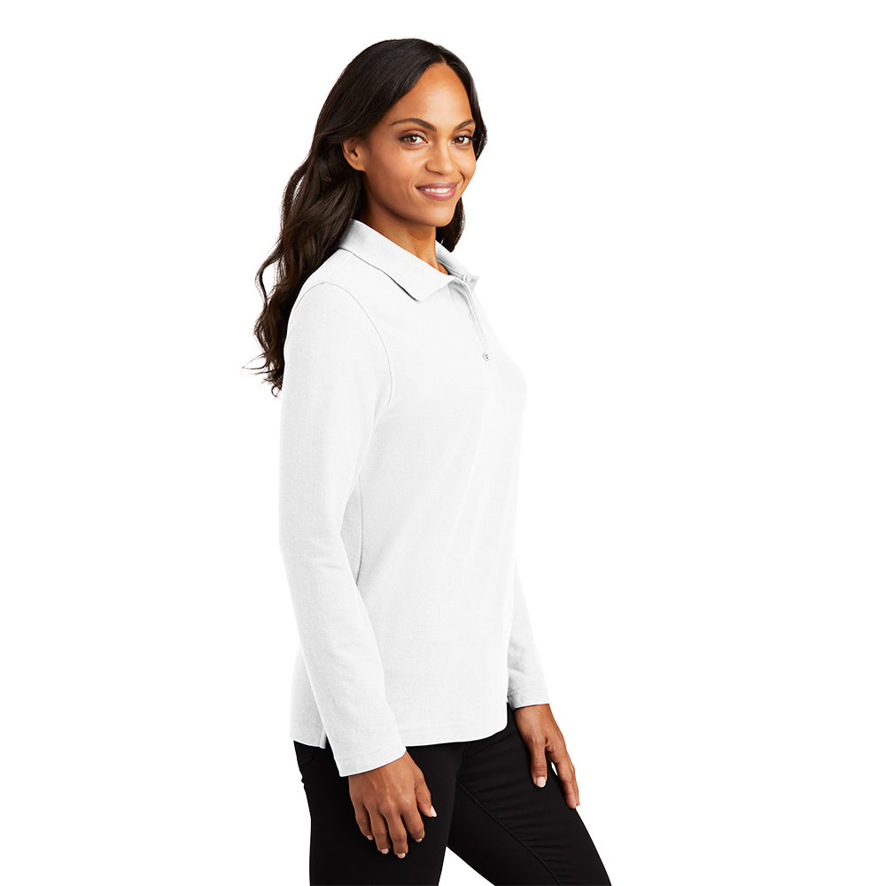 Port Authority® Women's Silk Touch™ Long Sleeve Polo - White