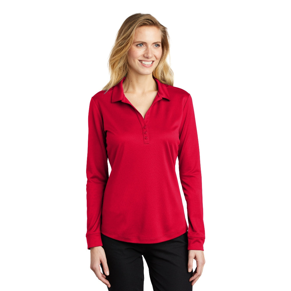Port Authority ® Women's Silk Touch ™ Performance Long Sleeve Polo - Red