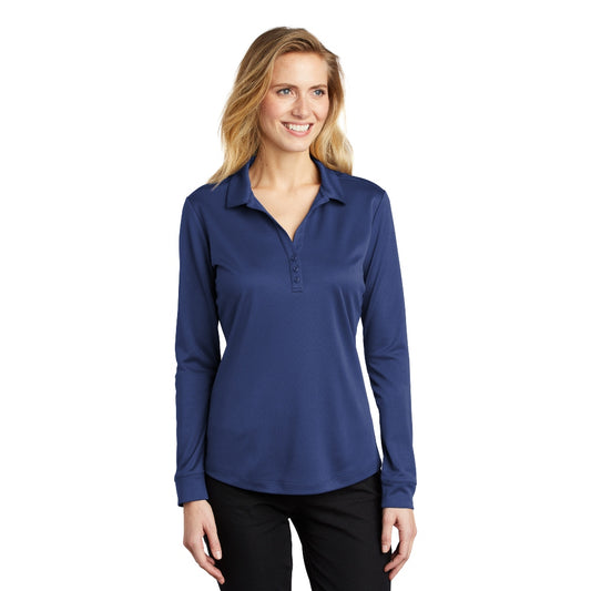 Port Authority ® Women's Silk Touch ™ Performance Long Sleeve Polo - Navy