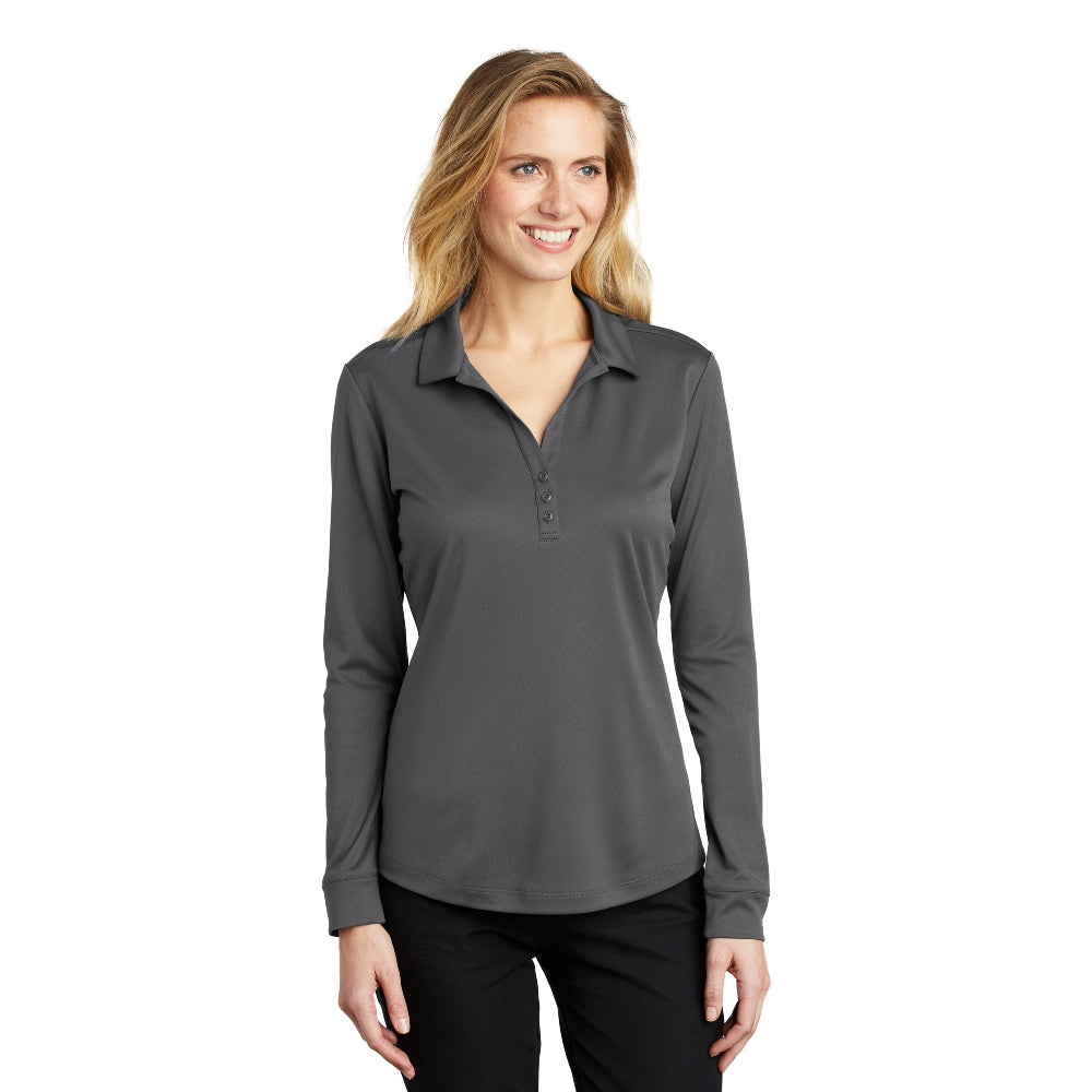 Port Authority ® Women's Silk Touch ™ Performance Long Sleeve Polo - Steel Grey