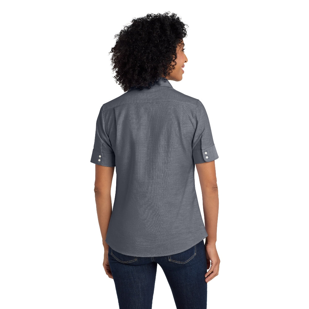 Port Authority® Women's Short Sleeve SuperPro™ Oxford Shirt - Black