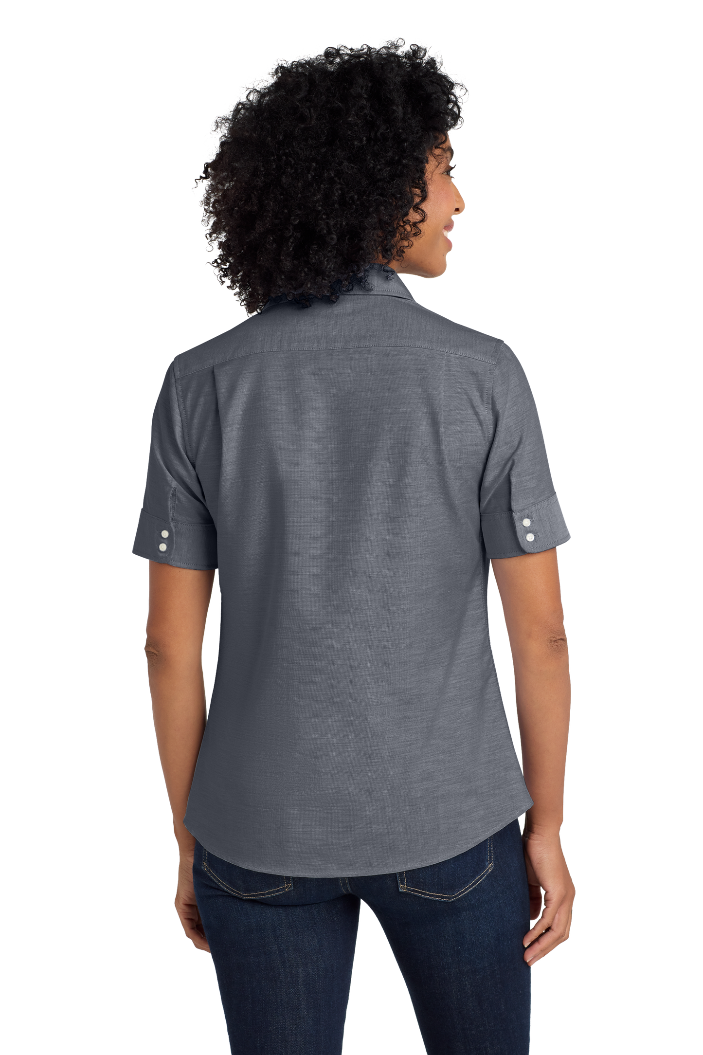 Port Authority® Women's Short Sleeve SuperPro™ Oxford Shirt - Black