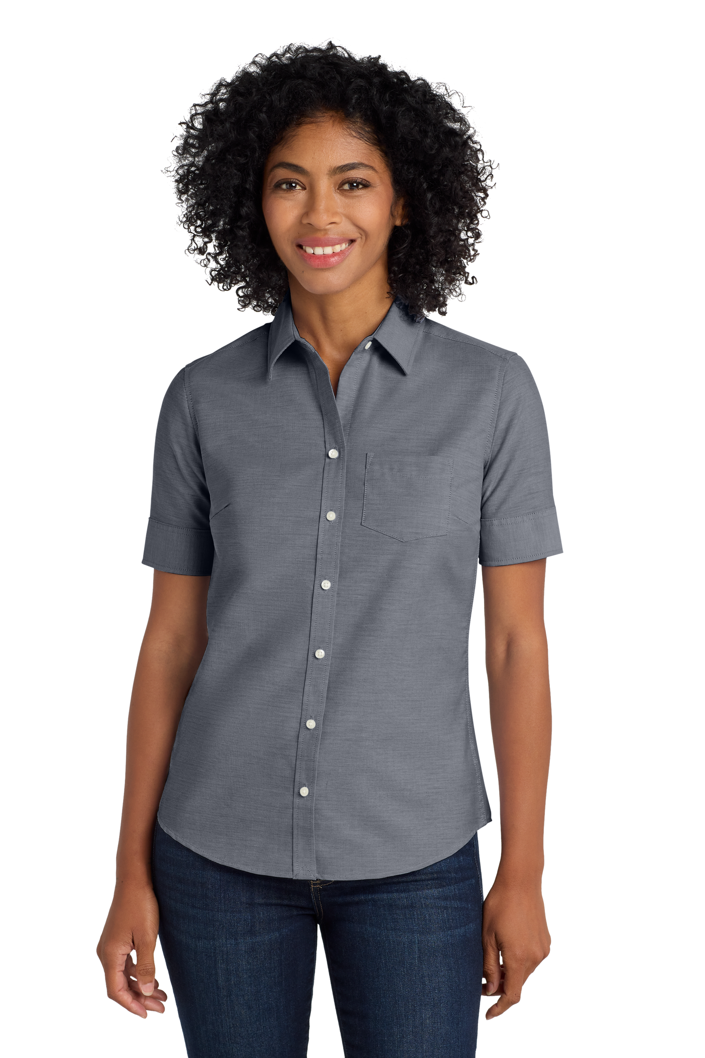 Port Authority® Women's Short Sleeve SuperPro™ Oxford Shirt - Black